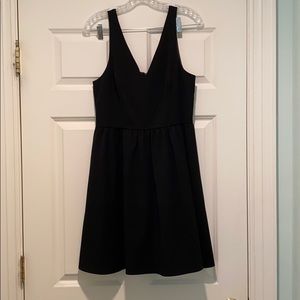 deep V black mini dress with exposed zipper. Worn1